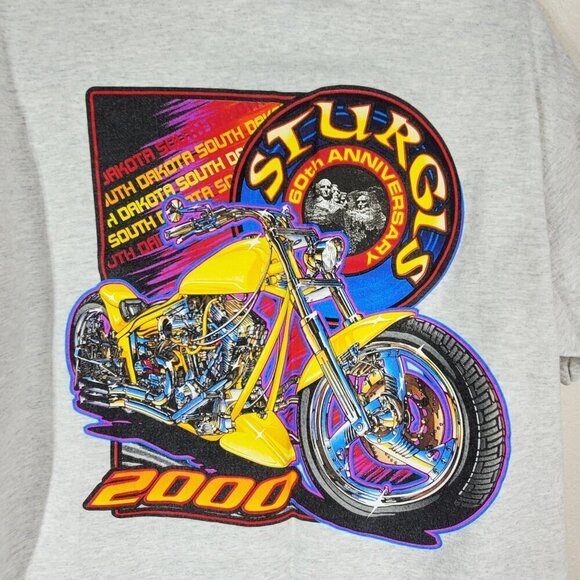 VTG Sturgis Motorcycle Rally 2000 60th Anniversary Graphic T-Shirt Large Gray - Picture 1 of 7
